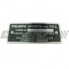 PLACA NUMERO CHASIS TRIUMPH...