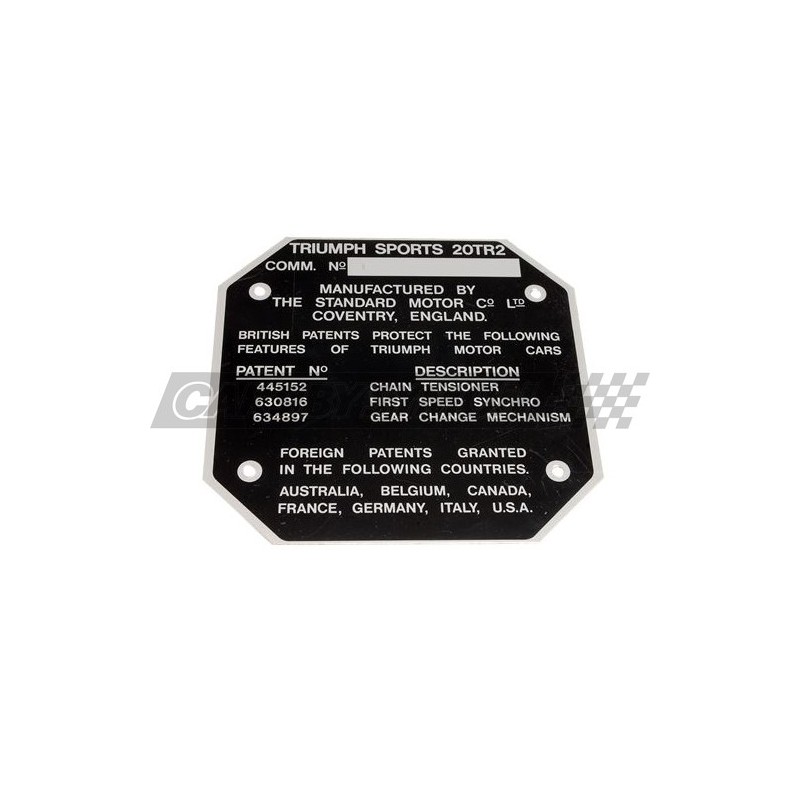 PLACA NUMERO CHASIS TRIUMPH TR2